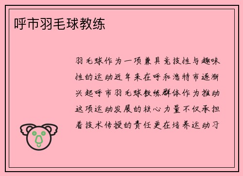 呼市羽毛球教练